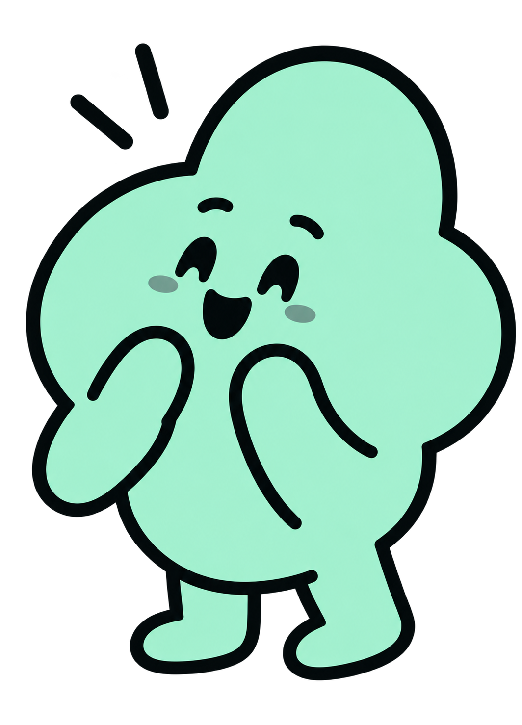 A delighted creator character
